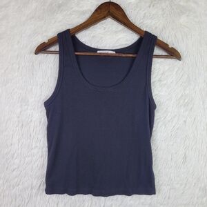 Stateside Womens M Black Ribbed Tank Top Minimalist Staple Made In USA